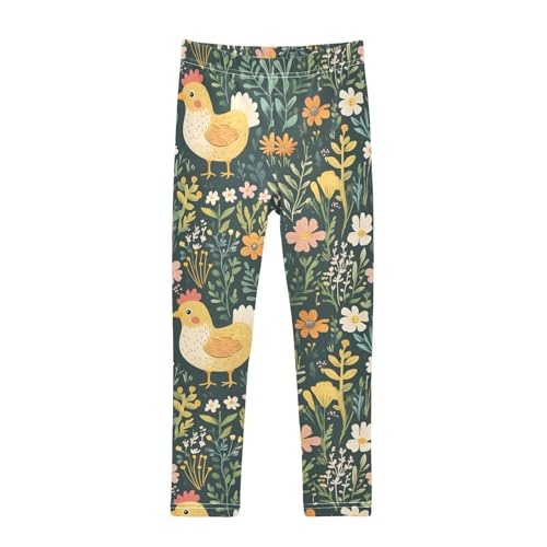 Girls Leggings Cute Chicken in Garden Toddler Girls Clothes Leggings for Girls Toddler Girls Leggings 3-4T