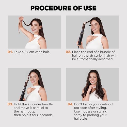 Image of 5 in 1 Blow Dryer Brush Set, Hot Air Styler Negative Ion Air Curling Wrap Air Curler Low Heat Hair Care, Round Brush Blow Dryer Hair Styling Tools Gift for Dry,Volumize,Straight,Curl, 110-120V