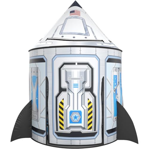 Wilwolfer Raketenschiff-Spielzelt, großes Pop-Up-Astronauten-Fort für Kinder, Indoor&Outdoor-Raumschiff-Spielhaus, Weltraum-Abenteuer-Geschenk für 3-8-Jährige