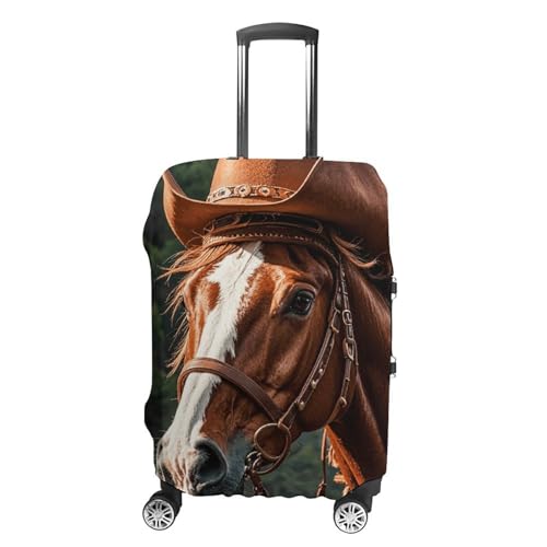 Travel Luggage Cover Elastic Suitcase Protector Anti-Scratch Washable Cowboy Ride Horse Luggage Sleeve Tsa Approved Carry on Covers Baggage Cover Fits 18-32 Inch Luggages