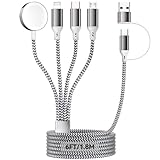 4 en 2 Multiple Rapide Chargeur pour A pple Watch, 1.8M/6FT Câble Tressé Nylon USB A/C v...