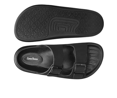 Image of LOUIS STITCH Men's Lightweight Open Toe Double Strap Sandals | Casual Lightweight Open Footwear Sliders | Slip-On Sandals | Stylish & Comfortable Sandals | LSOF-23