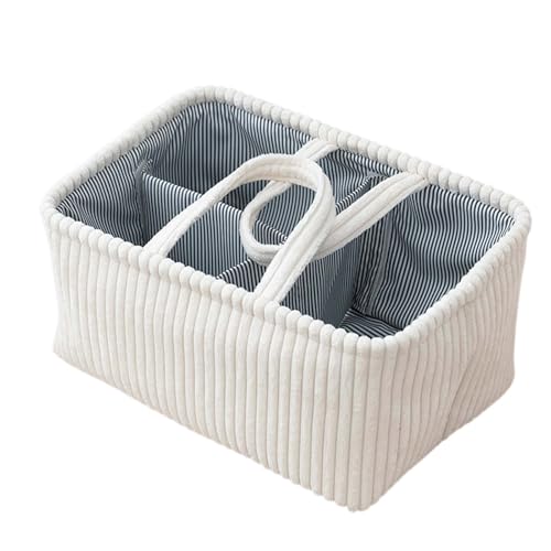 Rylae Cesta Organizadora Bebe, Organizador de pañales para bebé, Carrito para Pañales con Compartimentos & Asas, Cesta de Almacenamiento Portátil para Recién Nacidos, Regalo Bebé
