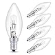 Morotty E14 42W Kerzenlampe Dimmbar, 2700K Warmweiß, C35 Edison Schraubbirne E14 Klar Glühbirne 230V 340LM, C35 E14 Kerzenbirnen, Dekorative Glühbirnen für Kronleuchter Wandlampe Tischlampe, 5 Stück
