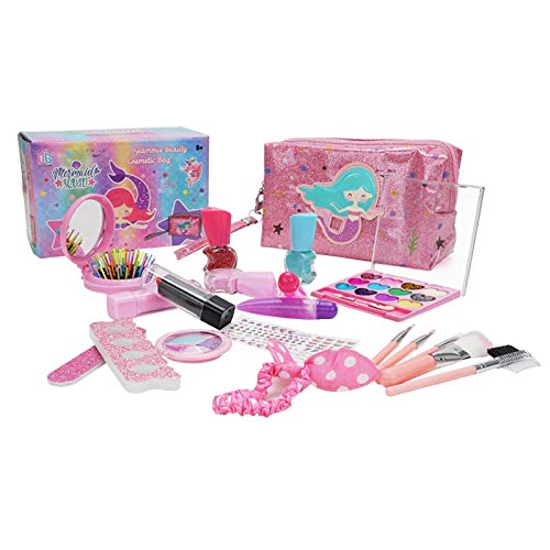 Jouets Lavables Pour Filles De Maquillage Pour Enfants, Kit De Maquillage Pour Enfants Avec Sac À Cosmétiques, Jouet De Maison De Jeu Lavable En Toute Sécurité, Premier Kit De Maquillage (22PCS) Cover