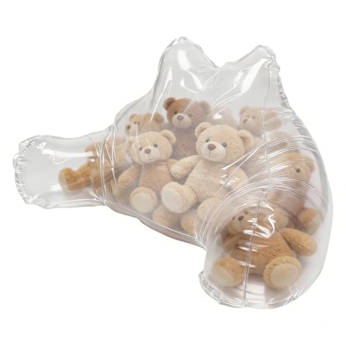 Fyrdyn Housse de Fauteuil Poire,Grande Transparente avec Poche Organisatrice à Fermeture Éclair,Rangement Transparent 30 Litres pour Jouets en Peluche | pour Chambre d'Enfant, Salon, Garderie,