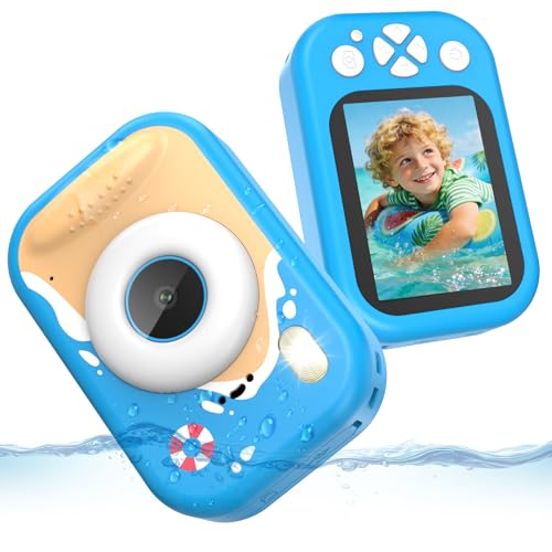 Cámara de Fotos Infantil Impermeable, 1080P Camara Fotos Infantil con Pantalla de 2,4”, Tarjeta de 32GB, Flash LED, 10M Cámara Acuática para Niños Regalo de Cumpleaños para Niños y Niñas de 3 12 Años