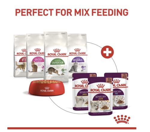 Royal Canin Sensory Feel Jelly | 12 x 85 g | Nassfutter für ausgewachsene Katzen | Stückchen in Gelee | Zur Anregung des Mundgefühls | Instinktiv bevorzugt