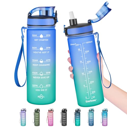 Image of Enerbone 24 oz Water Bottle, Leakproof BPA & Toxic Free, Motivational Water Bottle with Times to Drink and Straw, Fitness Sports Water Bottle with Strap for Office, Gym, Outdoor Sports