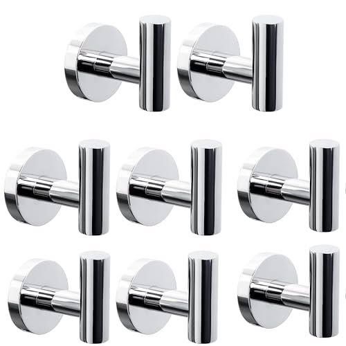Image of Homagic 8 Pack Bath Towel Hooks, Wall Mount Towel Holder Chrome Finish Towel Rack, Heavy Duty Robe Coat Loofah Hooks for Shower, Kitchen,Hotel, Pool Tile, Brick Modern Style Decor Wall Hooks