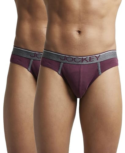 Image of Jockey 8044 Men's Super Combed Cotton Rib Solid Brief with Ultrasoft Waistband (Pack of 2)