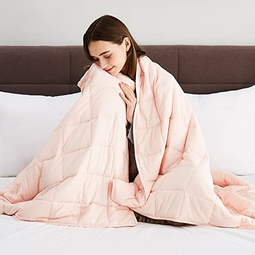Manta pesada para adultos de 15 libras CuteKing color rosa de 48x72 pulgadas con cuentas 8