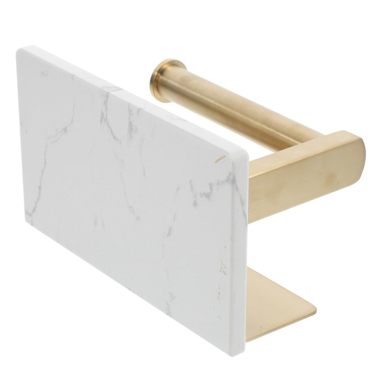 Portarotoli Carta Igienica da Parete Oro in Acciaio Inox Mensola Marmo | Distanza Fori 8, 3cm, Piano Superiore per Oggetti e Profumo, Stile Moderno Elegante