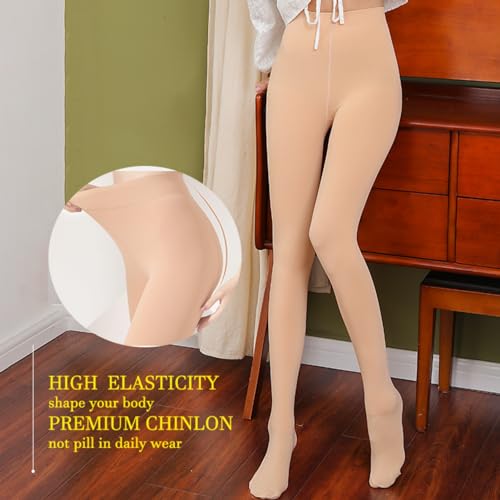 Image of Women's Fleece Lined Tights Winter Warm Opaque Tights Thermal Pantyhose Leggings High Waist Stretchy Tights