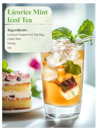 Image of LOOMICA Licorice Mint Tea Bags, Caffeine Free, Refreshing Peppermint & Earthy Sweet Licorice Root Tea Bags for Relaxation, Individually Wrapped Bags, No Artificial Sugar Added, 20 Counts
