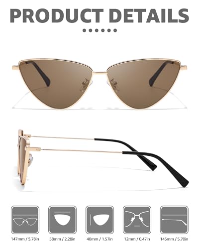 SODQW Cat Eye Sunglasses for Women, 90s Vintage Designer Ladies Shades Trendy Fashion Sun Glasses4