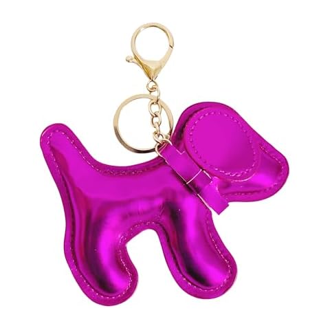 QTMY Cute Leather Puppy Keychain Keyring for Women,Purse Bag Charms for Handbags Backpack,242 (Purple) Cover