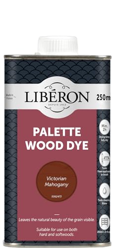 Libéron Palette Wood Dye – Water-Based Formula - Leaves Grain Visible - Hardwood & Softwood Furniture, Floors & Doors - Intermixable Colours - Victorian Mahogany - 250ml