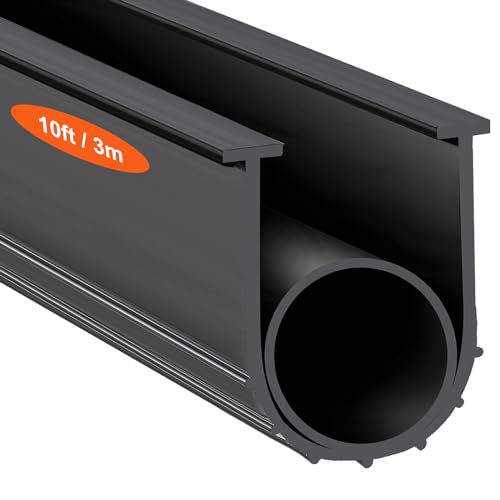 VEVOR Garage Door Seals Bottom Rubber, U Shape +O Ring Garage Door Weather Stripping, Universal Weatherproof Threshold Buffering Sealing Rubber, 5/16 inch T-Ends and 3 3/4 inch Width (10 Ft, Black) by VEVOR - Used condition - US$17.96