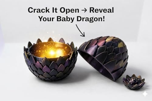 Image of PST 3D Printed Mystery Crystal Dragon Egg | Surprise Articulated Baby Dragon Inside | Fidget Toy & Fantasy Collectible | Unique Gift for Dragon Fans | Ages 8+ | Made in India