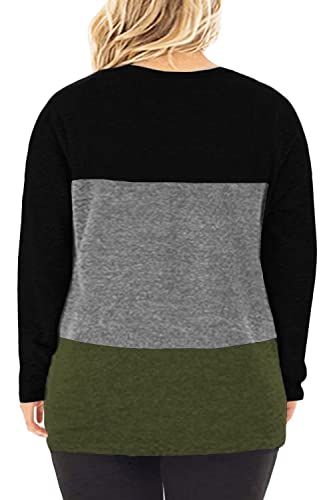Image of DOLNINE Womens Plus Size Knotted Tops Long Sleeve Tee Shirts Loose Casual Blouse