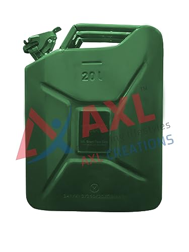 Image of AXL's Trunk UN and PESO certified Fuel Steel Jerry Can for Petrol /diesel /kerosene Storage (20 Litres) Green