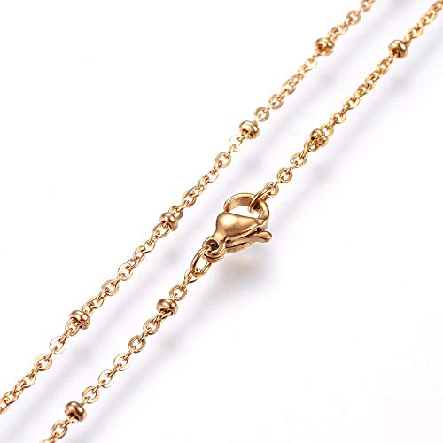 10 cadenas de cable planas acabadas collares cadenas a granel de 45 cm con cierres de pinza de langosta para fabricación de joyas Cover
