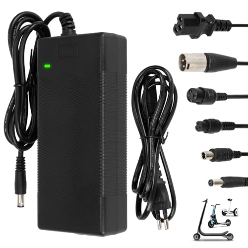 Tumacado 42V 2A Ladegeräte für Scooter，E Scooter Ladegeräte，Hoverboard Ladekabel，36V Elektroroller Universal Lithium Batterie Ladegerät mit 6 Anschlüssen，Schnellladegerät für Elektrofahrräder