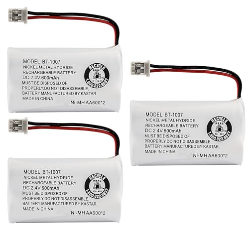 New! Genuine Uniden BBTY0651101 BT-1007 NiMH 600mAh DC 2.4V Rechargeable Cordless Telephone Battery (3-Pack)