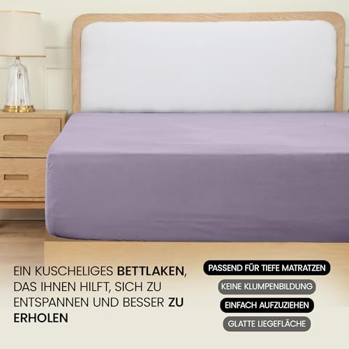 Utopia Bedding - Spannbettlaken 160x200cm - Lavendel – Ansicht 6