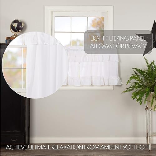 VHC-Brands-4-Pieces-Muslin-Ruffled-Bleached-White-Tier-Curtains-4-Panels-L24xW36 VHC Brands 4 Pieces Muslin Ruffled Bleached White Tier Curtains 4 Panels L24xW36