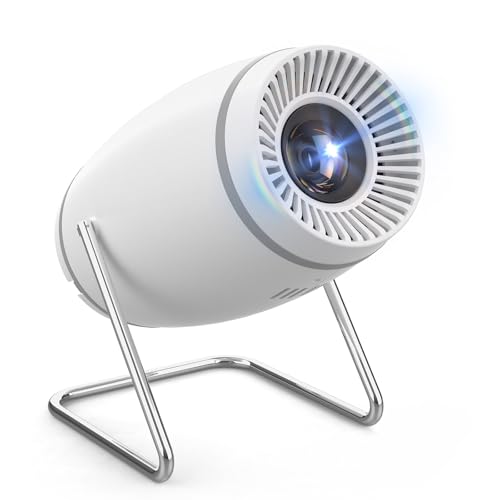 Mini Projector, 4K Support Portable Projector with WiFi 6 and Bluetooth, Auto Keystone 130'' Screen 180° Rotatable Smart Cinema Projector for Home Bedroom Outdoor