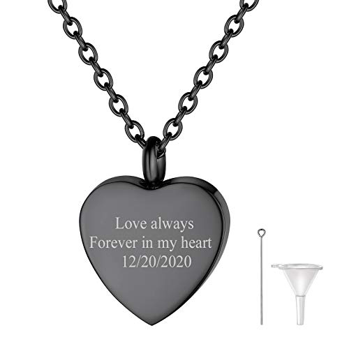 FindChic Customized Heart Shaped Urn Necklaces for Ashes with Custom Picture/Birthstone Stainless Steel/18K Gold Plated Claddagh/Angel Wing Pendant Waterproof Keepsake Cremation Jewelry, wit