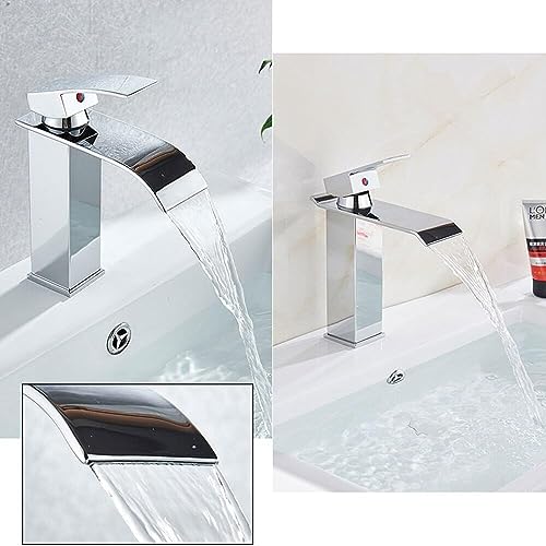 Robinet de lavabo à levier unique en laiton avec bec cascade - 3