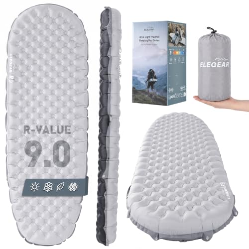 Image of Elegear 4 inch Thick Sleeping Pad for Camping, 9.0 R-Value Insulated, for Tall | CumbreX Backpacking & Inflatable Camping Mattress, Ripstop, All Season Used, Ultralight for Outdoor Hiking Tent