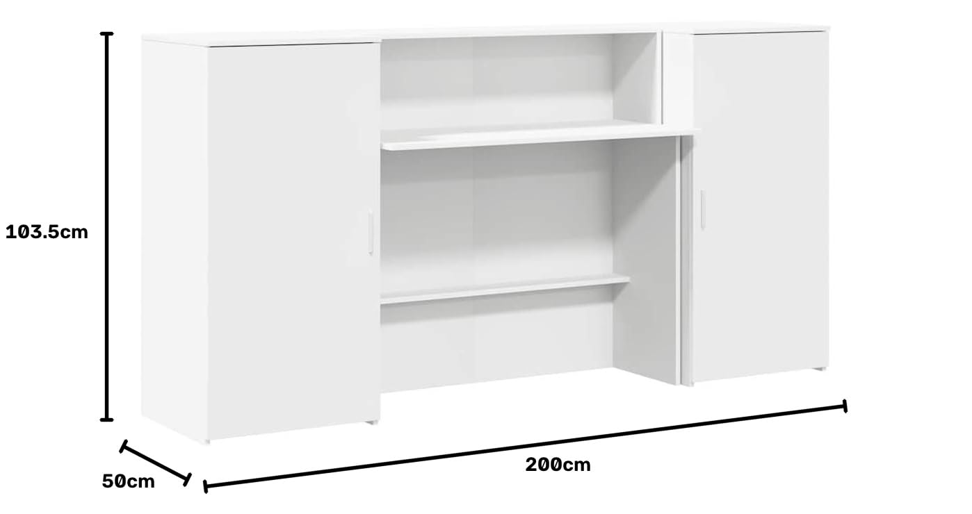 Hommdiy Empfangstheke Weiß 200x50x103,5 cm Empfangstresen Kassentheke Empfangstisch Holzwerkstoff