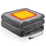 電気毛布 USB ブランケット 8枚の加熱エリア 150cmx80cm フランネル素材 ファスナー付き 3段階温度調整 省エネ 肩掛け 膝掛け オフィス アウトドア泊用 車中泊 洗える 防寒対策 暖房器具 (グレー 150x80cm)