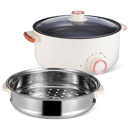 IMIKEYA Olla Eléctrica Multifunción Portátil con Revestimiento Antiadherente Rápido Calentamiento para Hervir Cocer al Vapor y Olla Caliente para Viaje Oficina y Dormitorio
