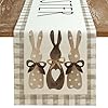 Arkeny happy easter table runner 13×90 inches bunny rabbit spring holiday farmhouse burlap buffalo plaid indoor table decorations for home at381 90  urban country home decor