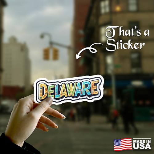 Image of Delaware State Sticker - USA States Vinyl Decal 5 Inch, Waterproof Delaware Map Sticker for Car Bumper, Laptop, Truck, Wall