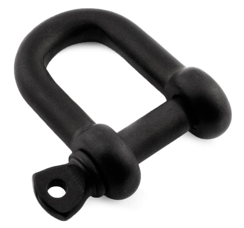 ADL Matte Black D Shackle with Pin, A4 Marine Grade Stainless Steel, Dee Shackles (2, M8)