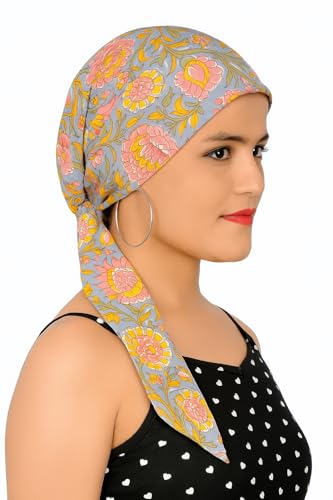 Image of Pure Cotton Double Layer Head Scarves Hair Wrap Cap, Adjustable Free Size Head Cover for Women, Girls, Under Helmet Cover