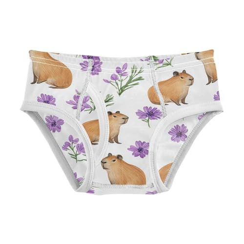 Wusikd Capybaras Boys' Underwear Cotton Purple Flowers Boys Briefs Soft Toddler Underwear 2T