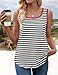 ZESICA Women's Summer Casual Striped Tank Top Sleeveless Scoop Neck Loose Fit Color Block Tops 2025 Fashion Clothes,Black,Large