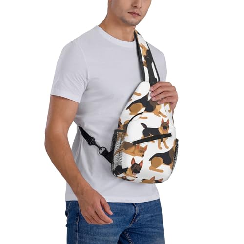Mochila tipo Sling con diseño pastor alemán negra miniatura 7