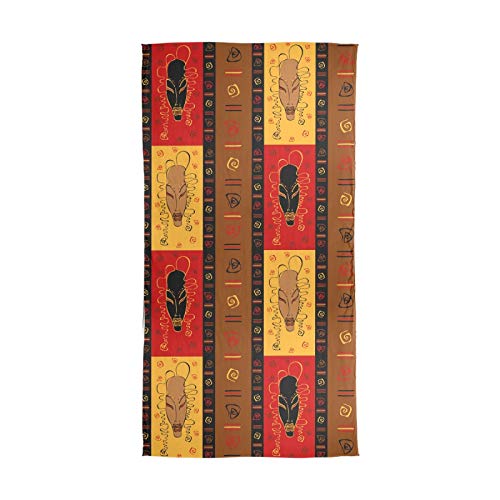 Tribal African Masks Ethnic Afro American Ornament Women Long Silk Scarf, Shawl Chiffon Large Stole Headscarf, Lightweight Sunscreen Satin Scarves Wraps for Wedding Party Gift2