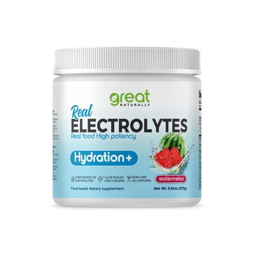 Electrolytes Powder Hydration | Real Food High Potency | Watermelon 30 Servings | High Potency Electrolyte Powder | Hydration Drink Mix | Electrolyte Supplement with Potassium Magnesium Calcium