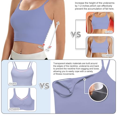 Image of ECOPARTY Wirefree Padded Yoga Sports Bra for Women - Moisture Wicking Quick Dry Workout Crop Tank Camisole