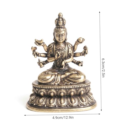 Statue de Bouddha Guanyin en laiton vieilli pour la méditation - 5