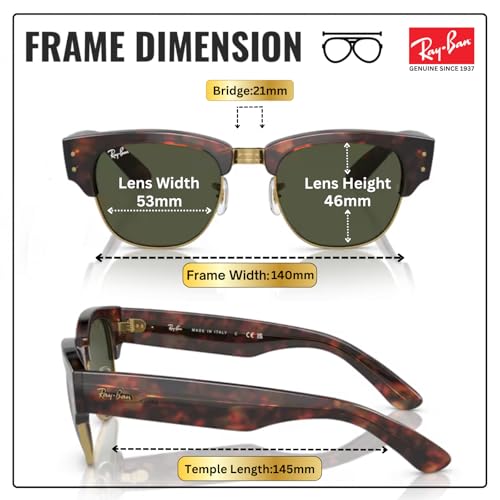 Image of Ray-Ban RB0316S MEGA CLUBMASTER Square Shaped Sunglasses for Men & Women with Official RAYBAN Eyewear Kit
